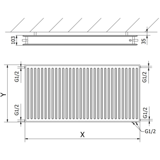 Mexen CVH20 radiátor 500x1000, spod. príp., 947 W, čierny W620H-050-100-70