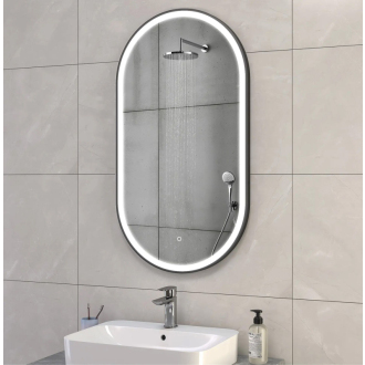 REA Zrkadlo LED OVL 50x100cm čierna HOM-02505
