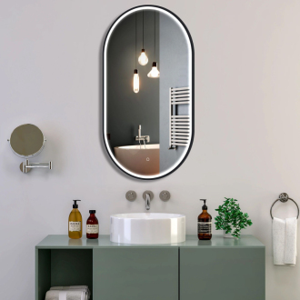 REA Zrkadlo LED OVL 50x100cm čierna HOM-02505