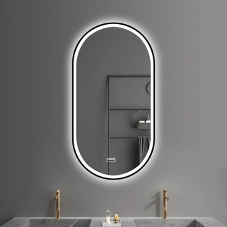 REA Zrkadlo LED OVL 50x100cm čierna HOM-02505