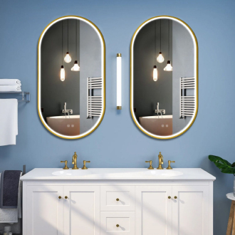 REA Zrkadlo LED OVL 50x100cm brúsená zlatá HOM-02506