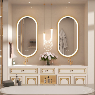 REA Zrkadlo LED OVL 50x100cm brúsená zlatá HOM-02506