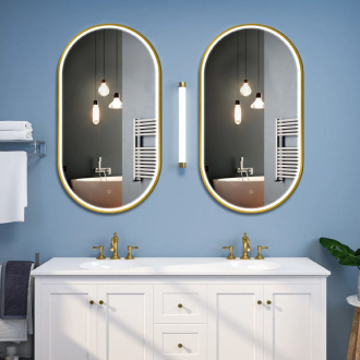 REA Zrkadlo LED OVL 50x100cm brúsená zlatá HOM-02506