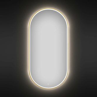REA Zrkadlo LED OVL 50x100cm brúsená zlatá HOM-02506