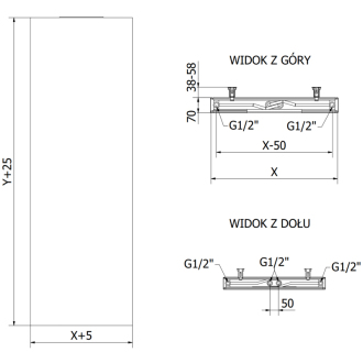 Mexen Flat VS20S radiátor 1400x600, spod. stred. príp., 1068 W, biele W6VS20S-140-060-00