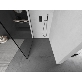 Mexen Kioto Walk-in sprchová stena 100x200, čierny vzor, šedá kefa. 800-100-101-66-70