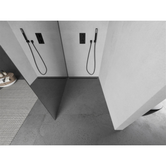 Mexen Kioto Walk-in sprchová stena 130x200, 8 zrkadlo, šedá kefa. 800-130-101-66-50