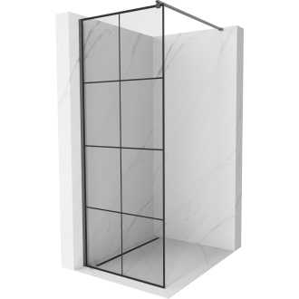 Mexen Kioto Walk-in sprchová stena 90x200, čierny vzor, šedá kefa. 800-090-101-66-77