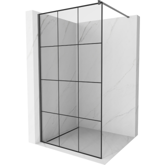 Mexen Kioto Walk-in sprchová stena 110x200, čierny vzor, šedá kefa. 800-110-101-66-77