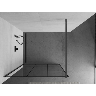Mexen Kioto Walk-in sprchová stena 110x200, čierny vzor, šedá kefa. 800-110-101-66-77