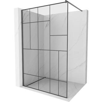 Mexen Kioto Walk-in sprchová stena 90x200, čierny vzor, šedá kefa. 800-090-101-66-78
