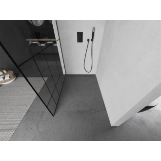 Mexen Kioto Walk-in sprchová stena 90x200, čierny vzor, šedá kefa. 800-090-101-66-78