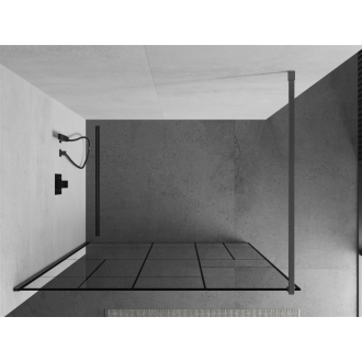 Mexen Kioto Walk-in sprchová stena 90x200, čierny vzor, šedá kefa. 800-090-101-66-78
