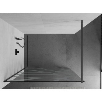 Mexen Kioto Walk-in sprchová stena 120x200, biely vzor, šedá kefa. 800-120-101-66-97