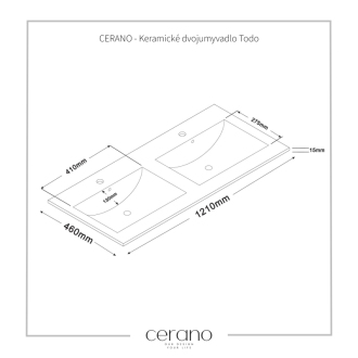 CERANO Keramické dvojumývadlo Todo biela 120x46 cm CER-431602