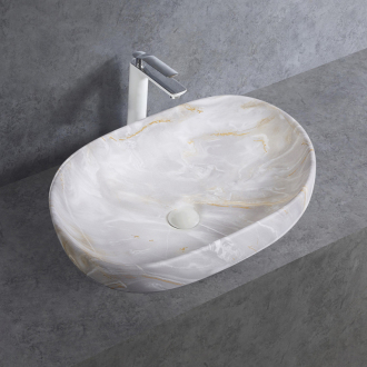 CERANO Keramické umývadlo na dosku Deno mramor svetlý 59x41 cm CER-432956