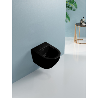 CERANO Keramický závesný bidet Fizo čierna lesklá 36x37x49 cm CER-417398
