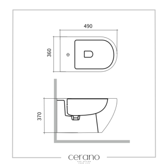 CERANO Keramický závesný bidet Fizo čierna lesklá 36x37x49 cm CER-417398