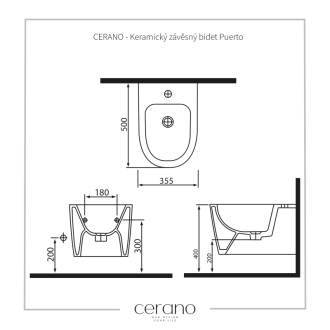 CERANO Keramický závesný bidet Puerto biela lesklá 35x50 cm CER-425599