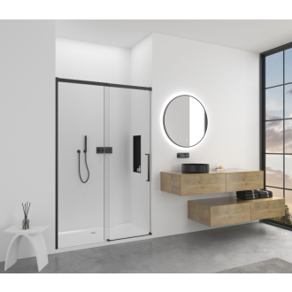 CERANO Sprchové posuvné dvere Lantono L/P čierna matná, transp.sklo 150x195 cm CER-432055