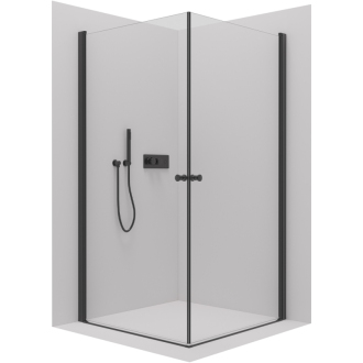 CERANO Sprchovací kút Antelo Duo L/P čierna matná, transp.sklo 90x90 cm krídlový CER-433278