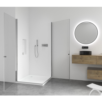 CERANO Sprchovací kút Antelo Duo L/P chróm, transparentné sklo 90x90 cm krídlový CER-433293