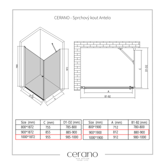 CERANO Sprchovací kút Antelo L/P chróm, transparentné sklo 100x90 cm krídlový CER-433371