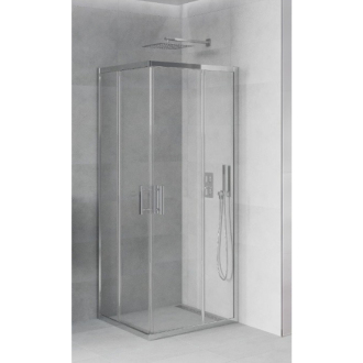 CERANO - Sprchovací kút Fabrizio L/P - chróm, transparentné sklo - 80x80 cm - posuvný