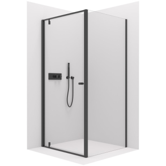 CERANO Sprchovací kút Ferri L/P čierna matná, transparentné sklo 80x80cm krídlový CER-427471