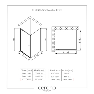 CERANO Sprchovací kút Ferri L/P chróm, transparentné sklo 100x100 cm krídlový CER-427468