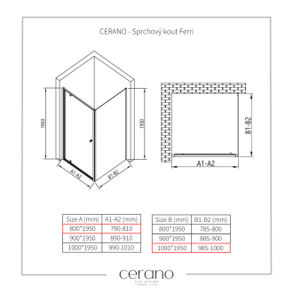 CERANO Sprchovací kút Ferri L/P chróm, transparentné sklo 80x100 cm krídlový CER-427444
