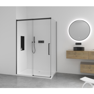 CERANO Sprchovací kút Lantono L/P čierna matná, transp.sklo 130x80 cm posuvný CER-433127