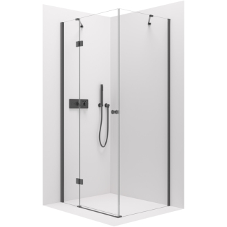 CERANO Sprchovací kút Marino L/P čierna matná, transp.sklo 100x80 cm krídlový CER-422871