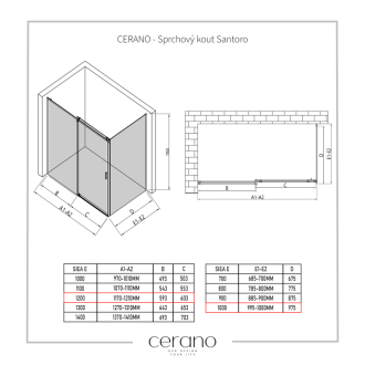 CERANO Sprchovací kút Santoro Ľ/P chróm, transparentné sklo 120x100 cm posuvný CER-425119