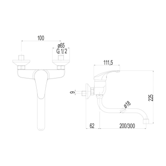 Mereo Sonáta drezová batéria nástenná 100 mm s ramienkom pr. 18 mm - 180 mm M-CB301A01N