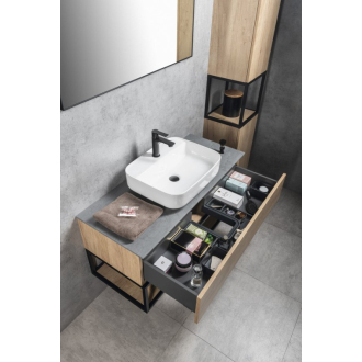 SKARA umývadlová skrinka 100x50x45cm, čierna mat/dub alabama CG009-2222