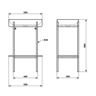 PUNO podstavec s umývadlom 550x860x360mm, čierna SKA570-2-01