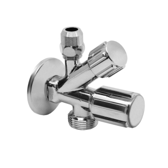 Mereo &quot;Rohový ventil 1/2&quot;&quot;x3/8&quot;&quot;x3/4&quot;&quot; pre práčku a WC, so spätnou klapkou a ružicou&quot; CR39C