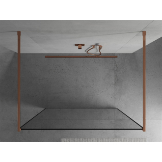 Mexen Kyoto voľne stojaca sprchová stena 150 x 200 cm, čierny vzor 8 mm, ružové zlato - 800-150-002-60-70
