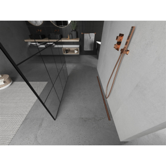 Mexen Kyoto voľne stojaca sprchová stena 150 x 200 cm, čierny vzor 8 mm, ružové zlato - 800-150-002-60-77