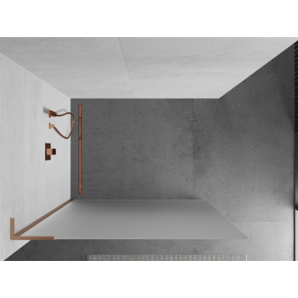 Mexen Kyoto L Walk-in sprchová stena 100 x 200 cm, mráz, kartáčovaná meď 800-100-103-65-30