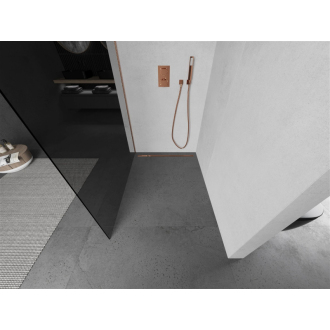 Mexen Kioto L Walk-in sprchová stena 70x200 cm, grafit, kartáčovaná meď 800-070-103-65-40
