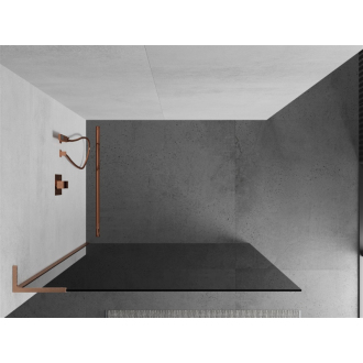 Mexen Kioto L Walk-in sprchová stena 70x200 cm, grafit, kartáčovaná meď 800-070-103-65-40