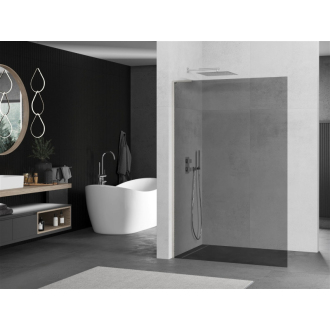 Mexen Kioto L Walk-in sprchová stena 90x200 cm, grafit, kartáčovaný nikel 800-090-103-97-40