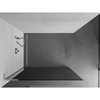 Mexen Kioto L Walk-in sprchová stena 90x200 cm, grafit, kartáčovaný nikel 800-090-103-97-40