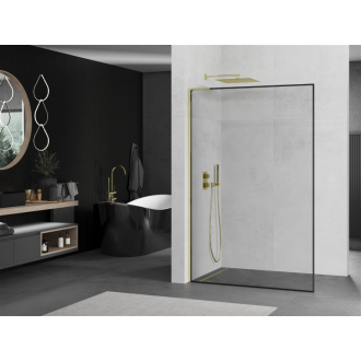 Mexen Kyoto L Walk-in sprchová stena 50 x 200 cm, čierny vzor, zlatá - 800-050-103-50-70