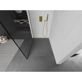 Mexen Kyoto L Walk-in sprchová stena 50 x 200 cm, čierny vzor, zlatá - 800-050-103-50-70