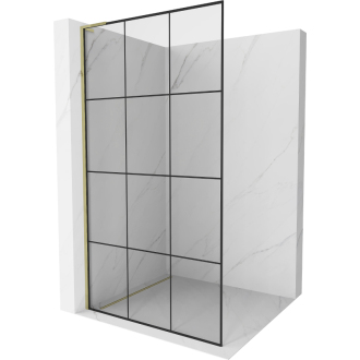 Mexen Kyoto L Walk-in sprchová stena 100 x 200 cm, čierny vzor, zlatá - 800-100-103-50-77