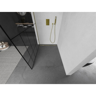 Mexen Kyoto L Walk-in sprchová stena 120 x 200 cm, čierny vzor, zlatá - 800-120-103-50-78