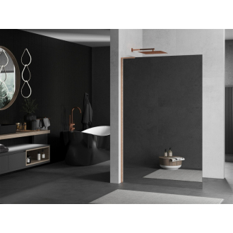 Mexen Kioto L Walk-in sprchová stena 80x200 cm, zrkadlo, kartáčovaná meď 800-080-103-65-50